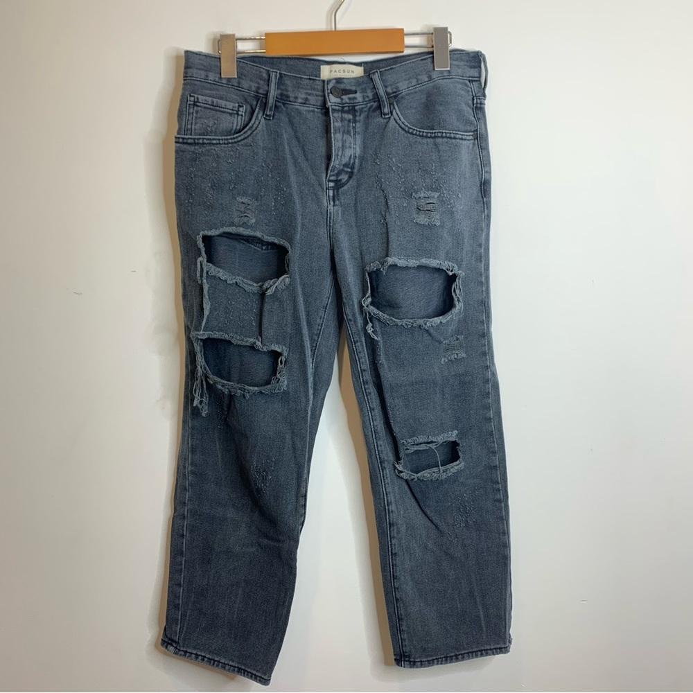 Pacsun Boyfriend Distressed Wide Leg Jeans Grey